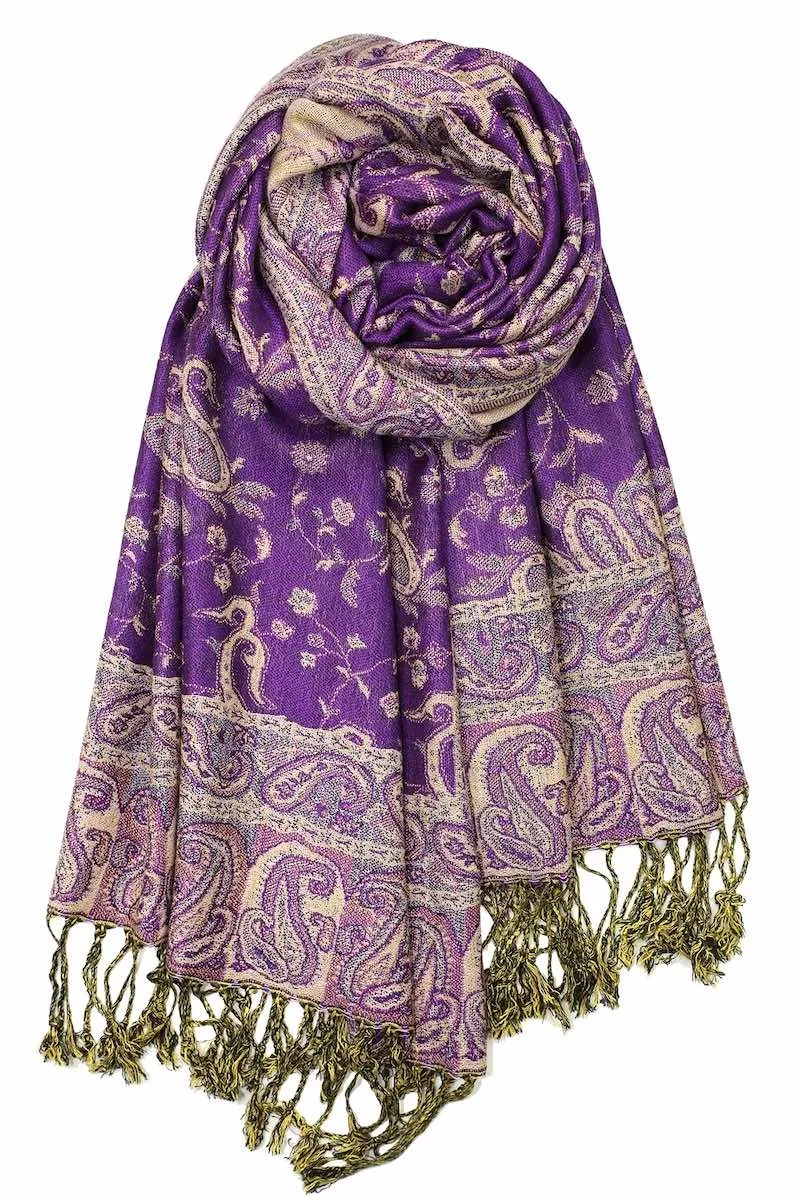 Achillea Soft Silky Reversible Paisley Pashmina Shawl Wrap Scarf