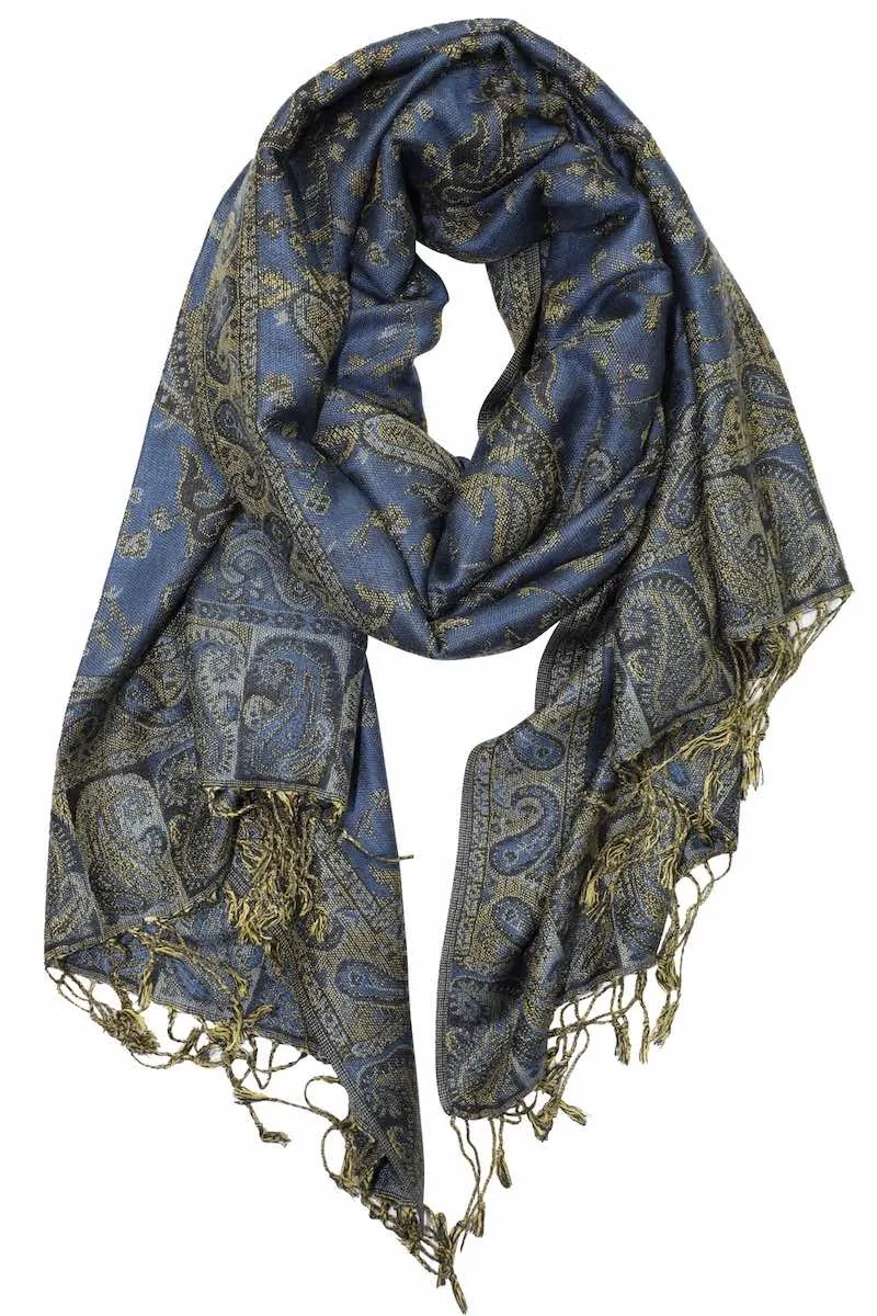 Achillea Soft Silky Reversible Paisley Pashmina Shawl Wrap Scarf