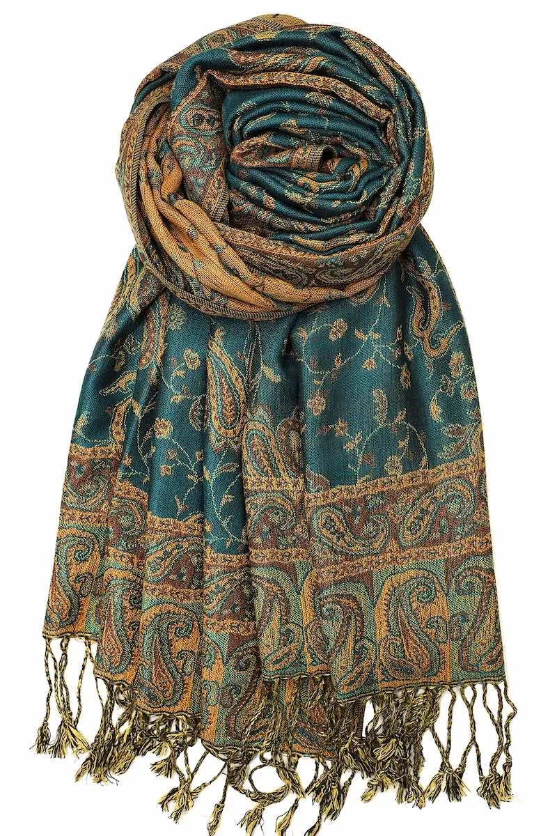 Achillea Soft Silky Reversible Paisley Pashmina Shawl Wrap Scarf