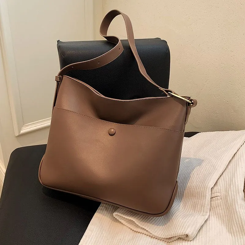 Back to College Vintage Fashion Female Tote Bag 2021 New High Quality PU Leather Women's Designer Handbag High capacity Shoulder Messenger Bag