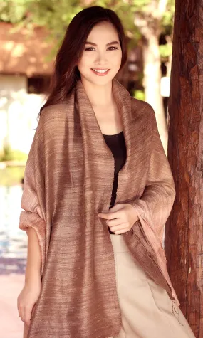 Bold Spice Brown Thai Silk Patterned Shawl