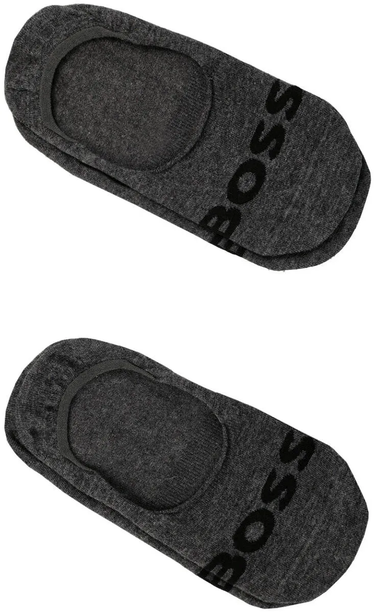 Boss 2 Pair Invisible Logo Sock In Dark Grey For Men