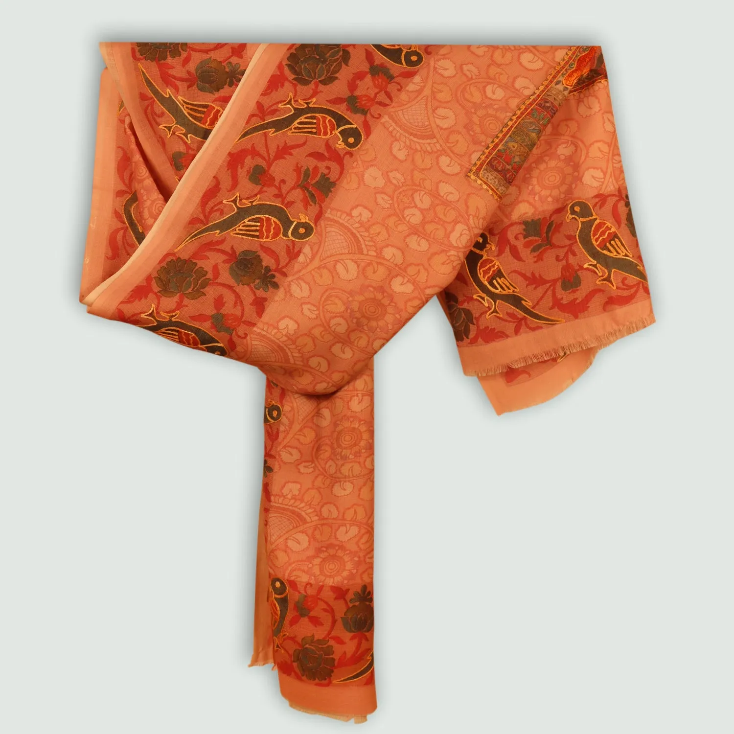 Cantaloupe Patterned Odhani | Stoles & Shawls | For Women