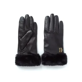 Cashmere Lined Faux Trim Leather Gloves