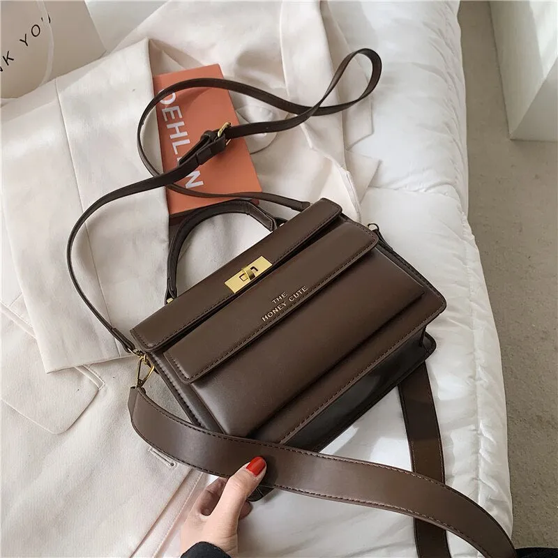 Christmas Gift Burminsa Twist Lock Small Women Handbags Front Flap Pocket Designer Brand Ladies Shoulder Crossbody Bags Work Female Briefcase