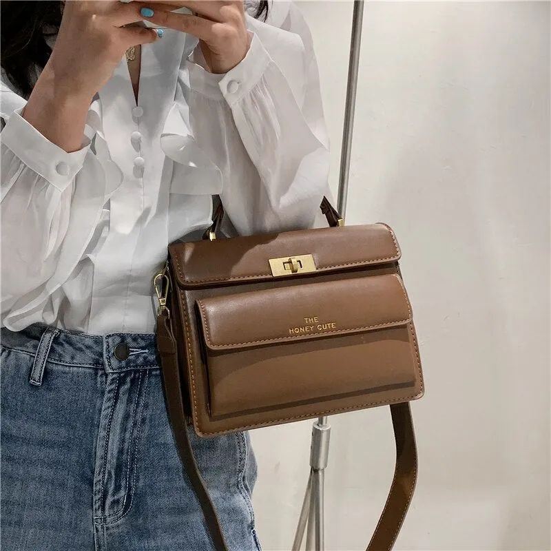 Christmas Gift Burminsa Twist Lock Small Women Handbags Front Flap Pocket Designer Brand Ladies Shoulder Crossbody Bags Work Female Briefcase