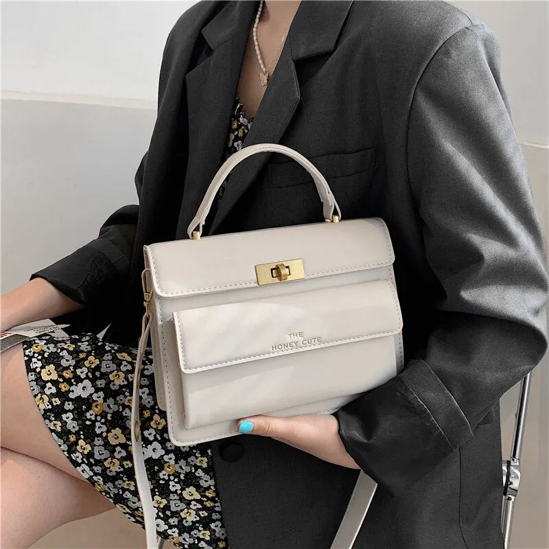 Christmas Gift Burminsa Twist Lock Small Women Handbags Front Flap Pocket Designer Brand Ladies Shoulder Crossbody Bags Work Female Briefcase