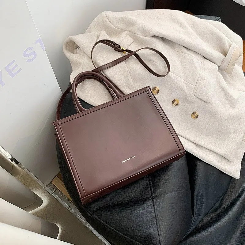 Christmas Gift Solid color Large Tote bag 2021 Fashion New Quality PU Leather Women's Designer Handbag High capacity Shoulder Messenger Bag