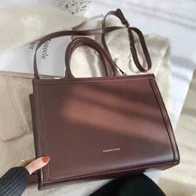 Christmas Gift Solid color Large Tote bag 2021 Fashion New Quality PU Leather Women's Designer Handbag High capacity Shoulder Messenger Bag