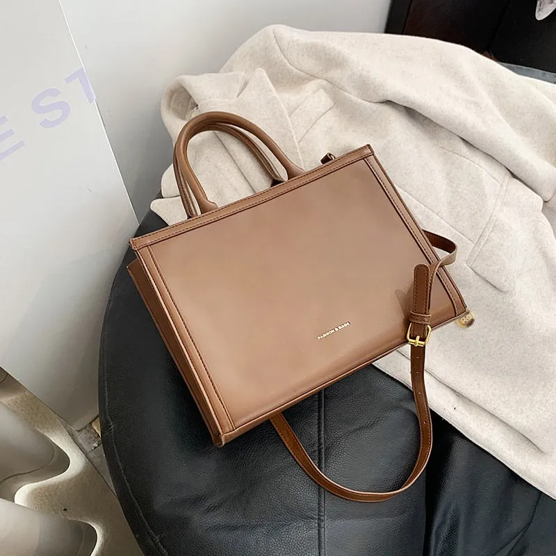 Christmas Gift Solid color Large Tote bag 2021 Fashion New Quality PU Leather Women's Designer Handbag High capacity Shoulder Messenger Bag