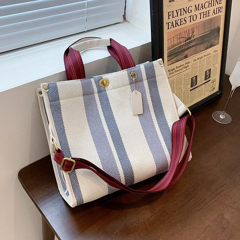 Christmas Gift Stripe Designer Small Shopper Crossbody Shoulder Bags for Women 2021 2 Size Trends Female Casual Shopping Handbags Totes