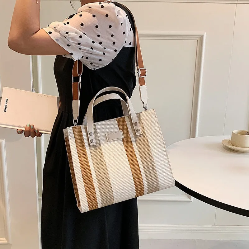 Christmas Gift Stripe Small Shopper Crossbody Shoulder Bags for Women 2021 New Arrival Designer Trends Female Casual Shopping Handbags Totes