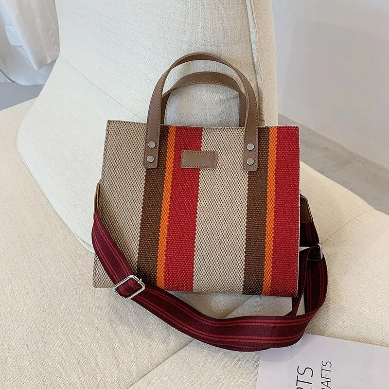 Christmas Gift Stripe Small Shopper Crossbody Shoulder Bags for Women 2021 New Arrival Designer Trends Female Casual Shopping Handbags Totes