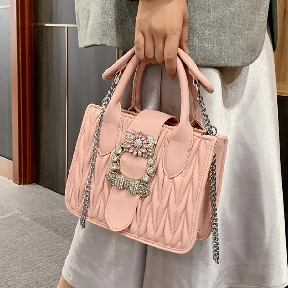 Christmas Gift Sweet Lady Tote bag 2021 Fashion New High quality PU Leather Women's Designer Handbag Diamond Lock Chain Shoulder Messenger Bag