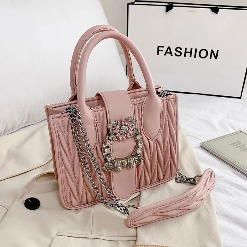 Christmas Gift Sweet Lady Tote bag 2021 Fashion New High quality PU Leather Women's Designer Handbag Diamond Lock Chain Shoulder Messenger Bag