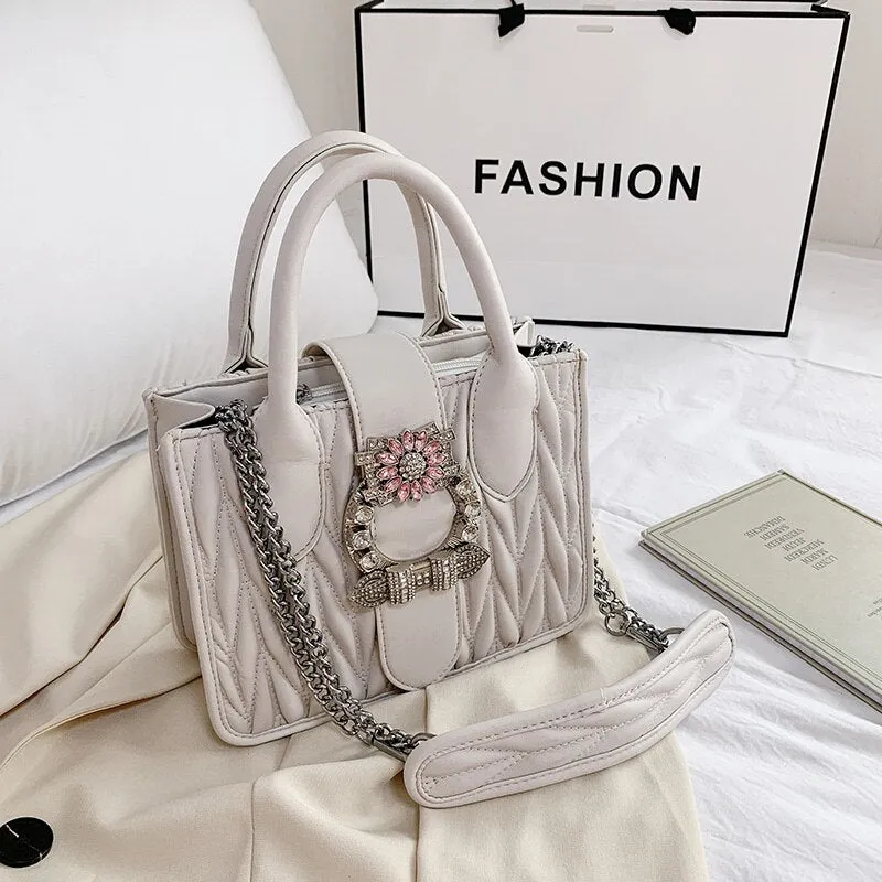 Christmas Gift Sweet Lady Tote bag 2021 Fashion New High quality PU Leather Women's Designer Handbag Diamond Lock Chain Shoulder Messenger Bag