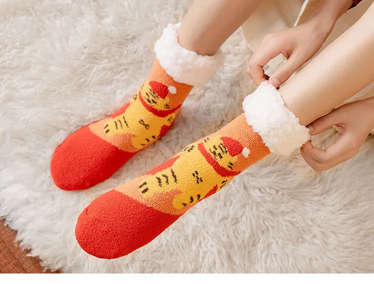 Christmas Socks Extra Fleece Thick Warm Lamb Fleece Home Sleeping Socks