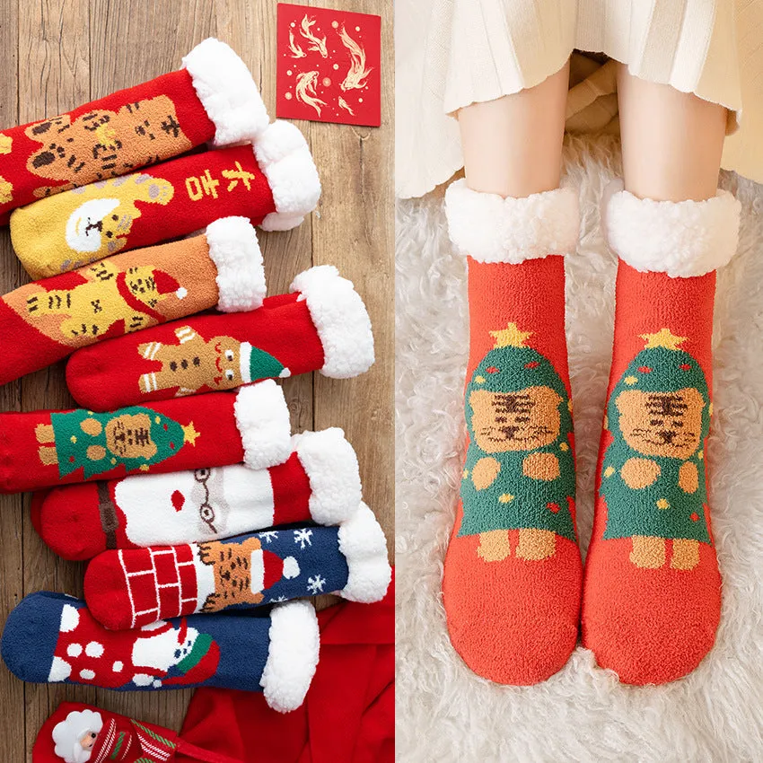 Christmas Socks Extra Fleece Thick Warm Lamb Fleece Home Sleeping Socks