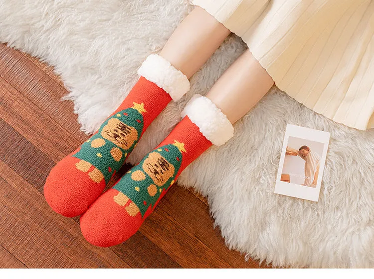 Christmas Socks Extra Fleece Thick Warm Lamb Fleece Home Sleeping Socks