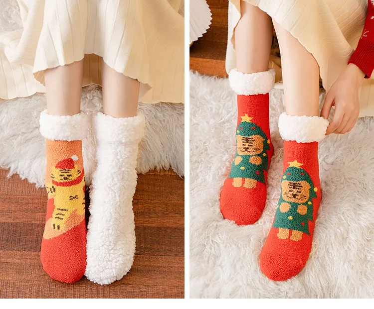 Christmas Socks Extra Fleece Thick Warm Lamb Fleece Home Sleeping Socks