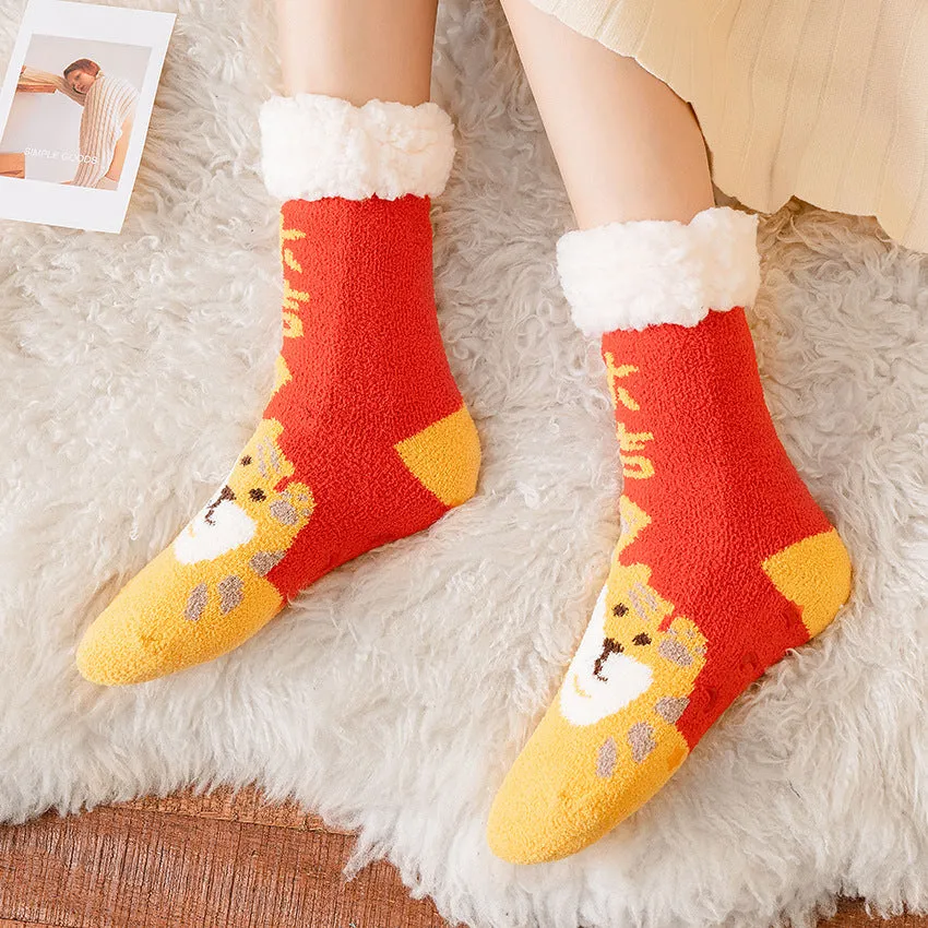 Christmas Socks Extra Fleece Thick Warm Lamb Fleece Home Sleeping Socks