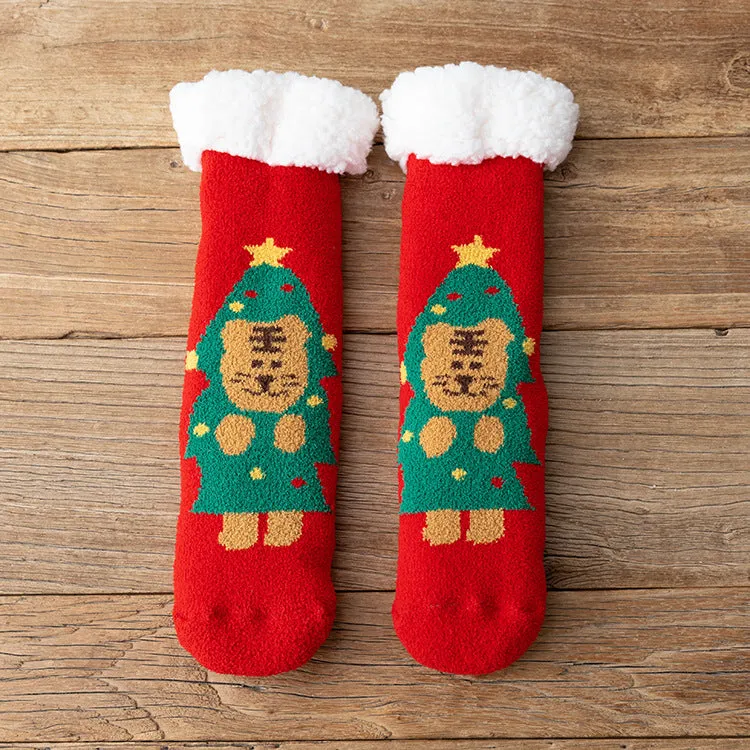 Christmas Socks Extra Fleece Thick Warm Lamb Fleece Home Sleeping Socks