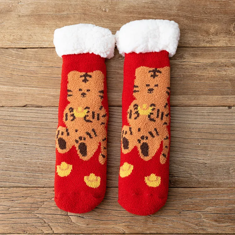 Christmas Socks Extra Fleece Thick Warm Lamb Fleece Home Sleeping Socks