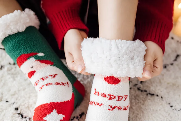 Christmas Socks Extra Fleece Thick Warm Lamb Fleece Home Sleeping Socks