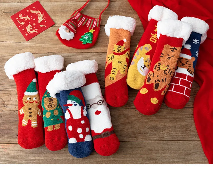 Christmas Socks Extra Fleece Thick Warm Lamb Fleece Home Sleeping Socks