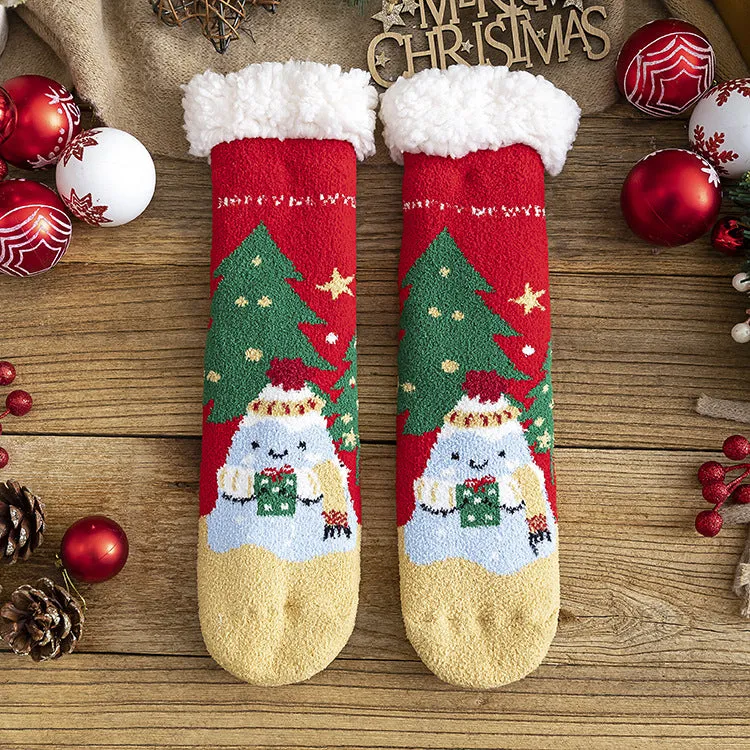 Christmas Socks Extra Fleece Thick Warm Lamb Fleece Home Sleeping Socks