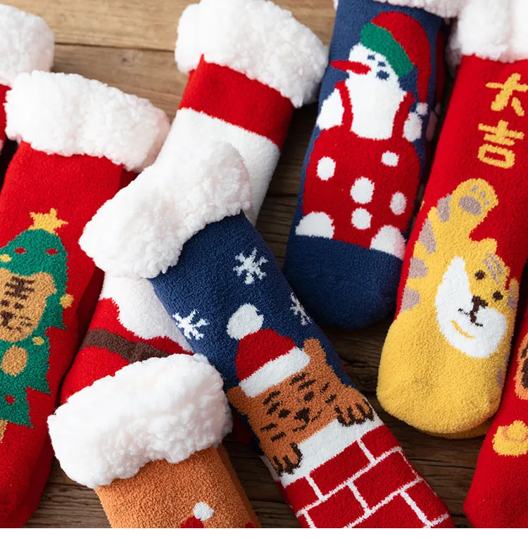 Christmas Socks Extra Fleece Thick Warm Lamb Fleece Home Sleeping Socks