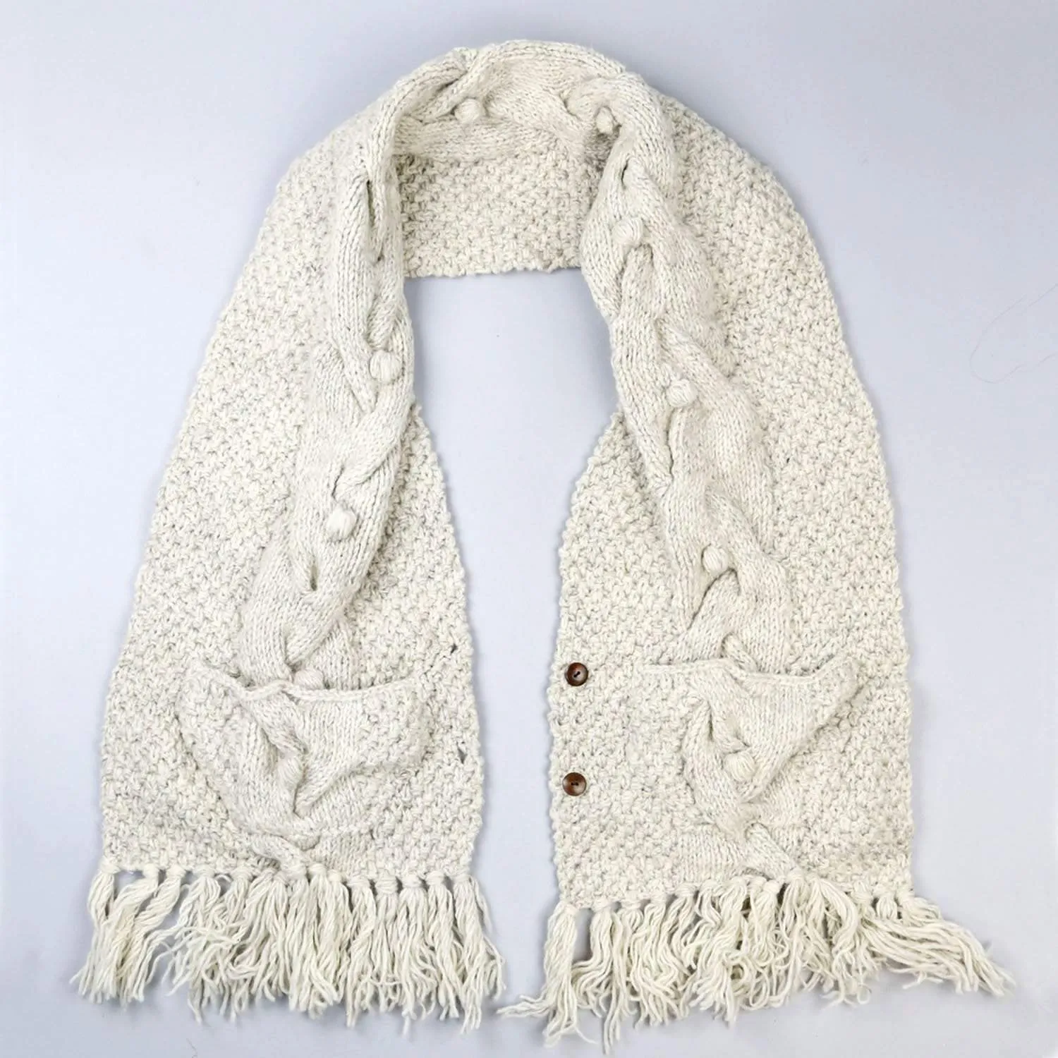 Cream Wool Pocket Shawl