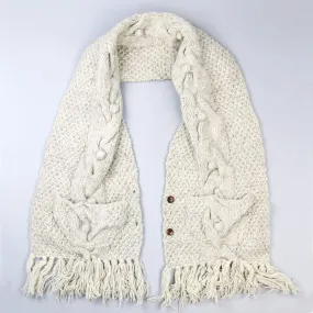 Cream Wool Pocket Shawl