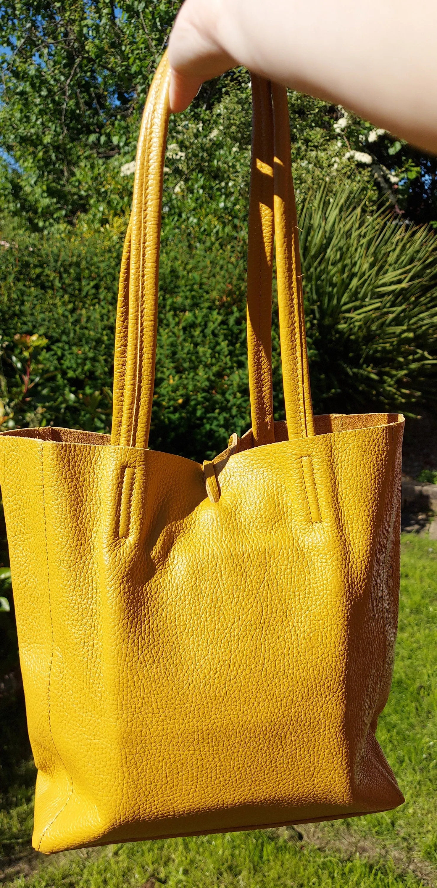 Dark Orange Genuine Leather Shopper Bag Medium Leather Tote Bag