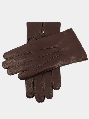 Dents - Brown Hand-sewn Three-Point Cashmere-Lined Deerskin Gloves