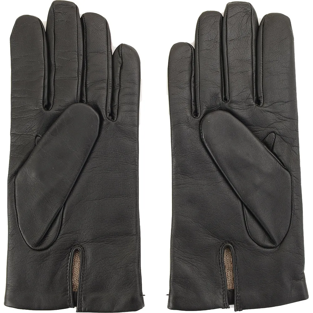 Dents Mens C/O - Bath Leather Plain Slim Glove Cashmere Lined in Black