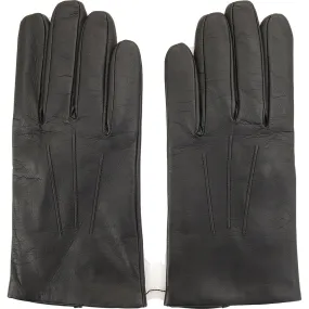 Dents Mens C/O - Bath Leather Plain Slim Glove Cashmere Lined in Black