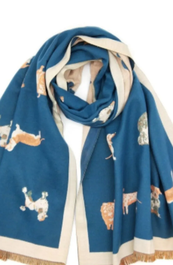 Dogs motif winter scarves