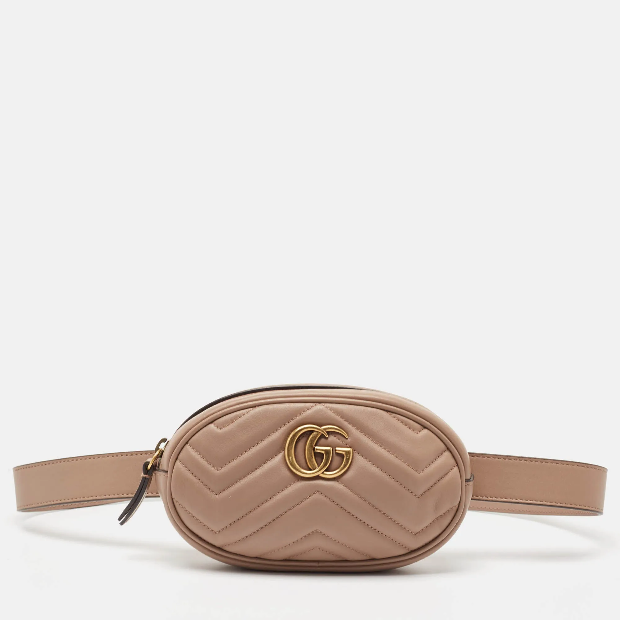 Dusty Pink Matelass&eacute; Leather GG Marmont Belt Bag