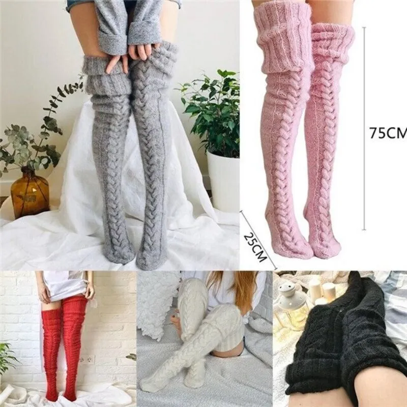 Extra Long Knitted Socks - Fashionable and Warm Long Socks for Women