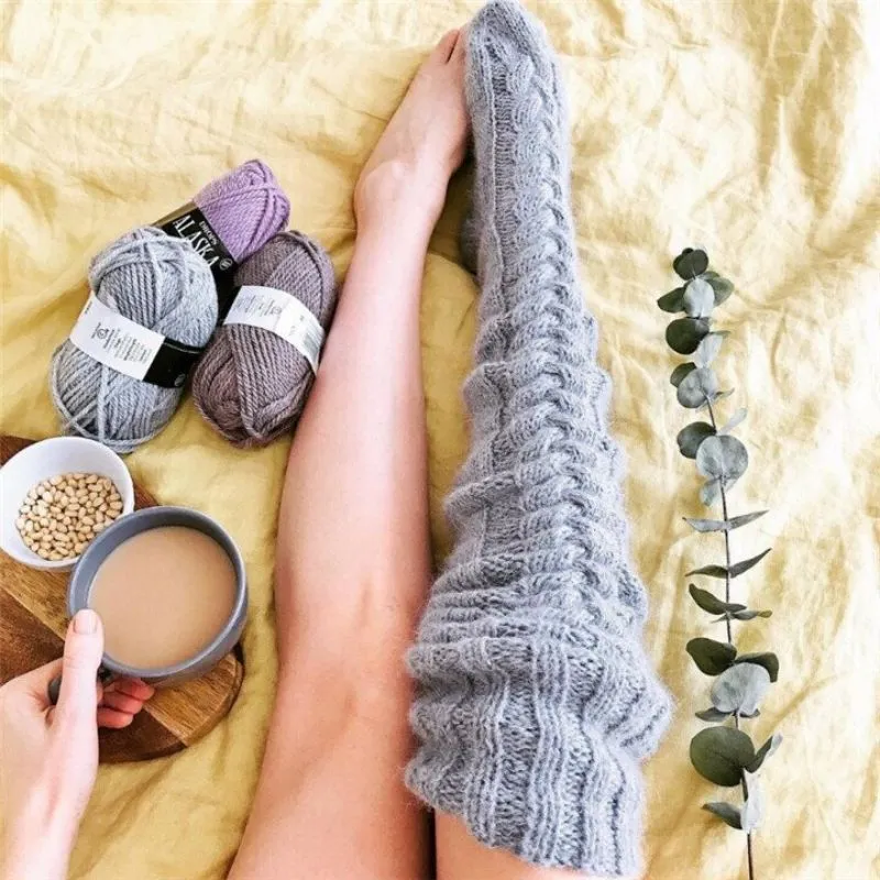 Extra Long Knitted Socks - Fashionable and Warm Long Socks for Women