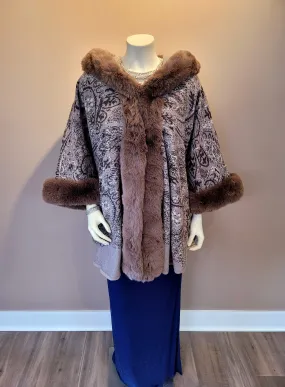 Faux Fur Trim Capelet Taupe