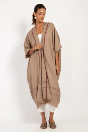 Foulard Wool Beige & Burgundy Abaya