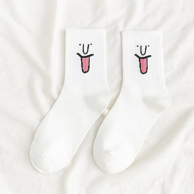 Funny expression jacquard socks