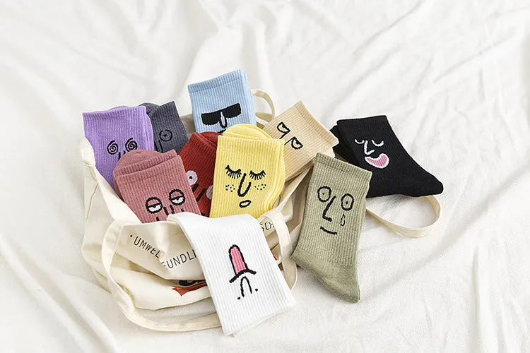 Funny expression jacquard socks