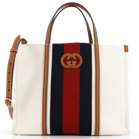 GUCCI Interlocking G Web Tote Canvas Medium