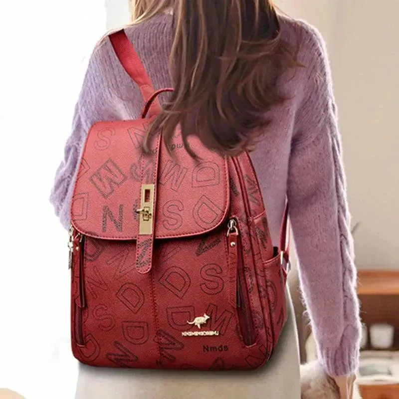 High-Quality Soft Leather Women's Shoulder Backpack