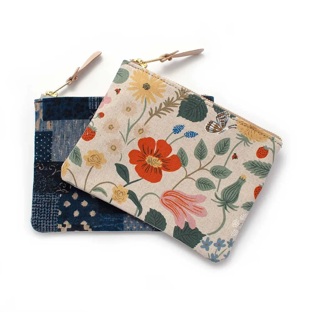 Japanese Patchwork Print Zipper Pouch