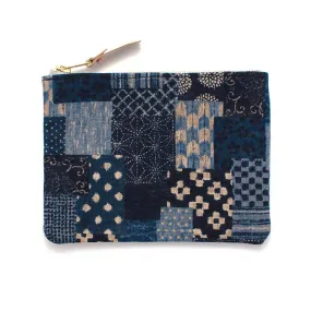 Japanese Patchwork Print Zipper Pouch