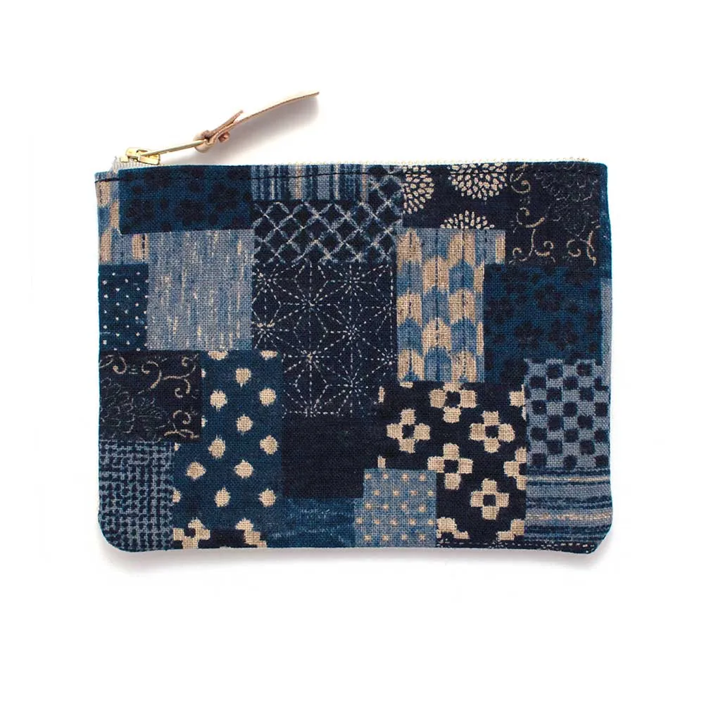 Japanese Patchwork Print Zipper Pouch